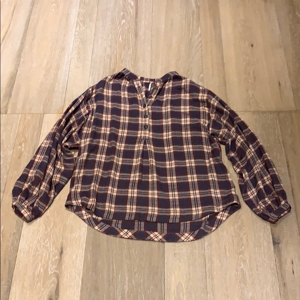 red & navy button-up flannel